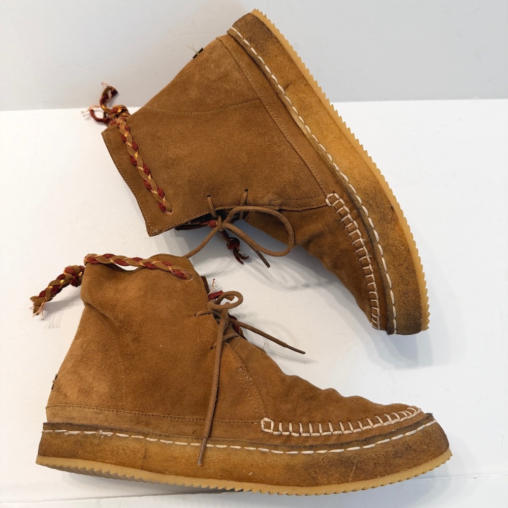 Anthropologie Laidback London Argo Camel Suede Moccasin Chukka Boot 39 US 8